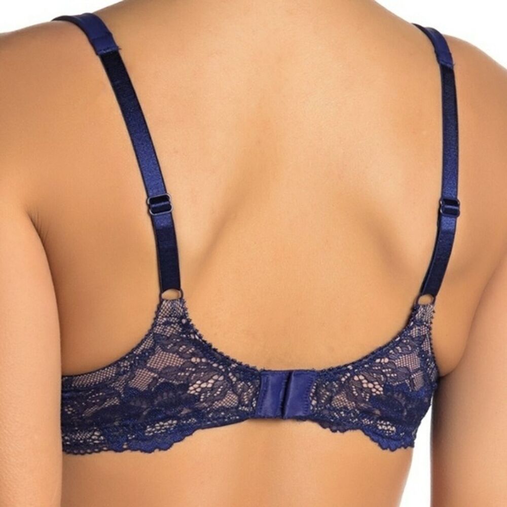 Parfait NWT Blue Underwire T-Shirt Bra Full Coverage Lace Trim Padded Bra 34D - Picture 3 of 4